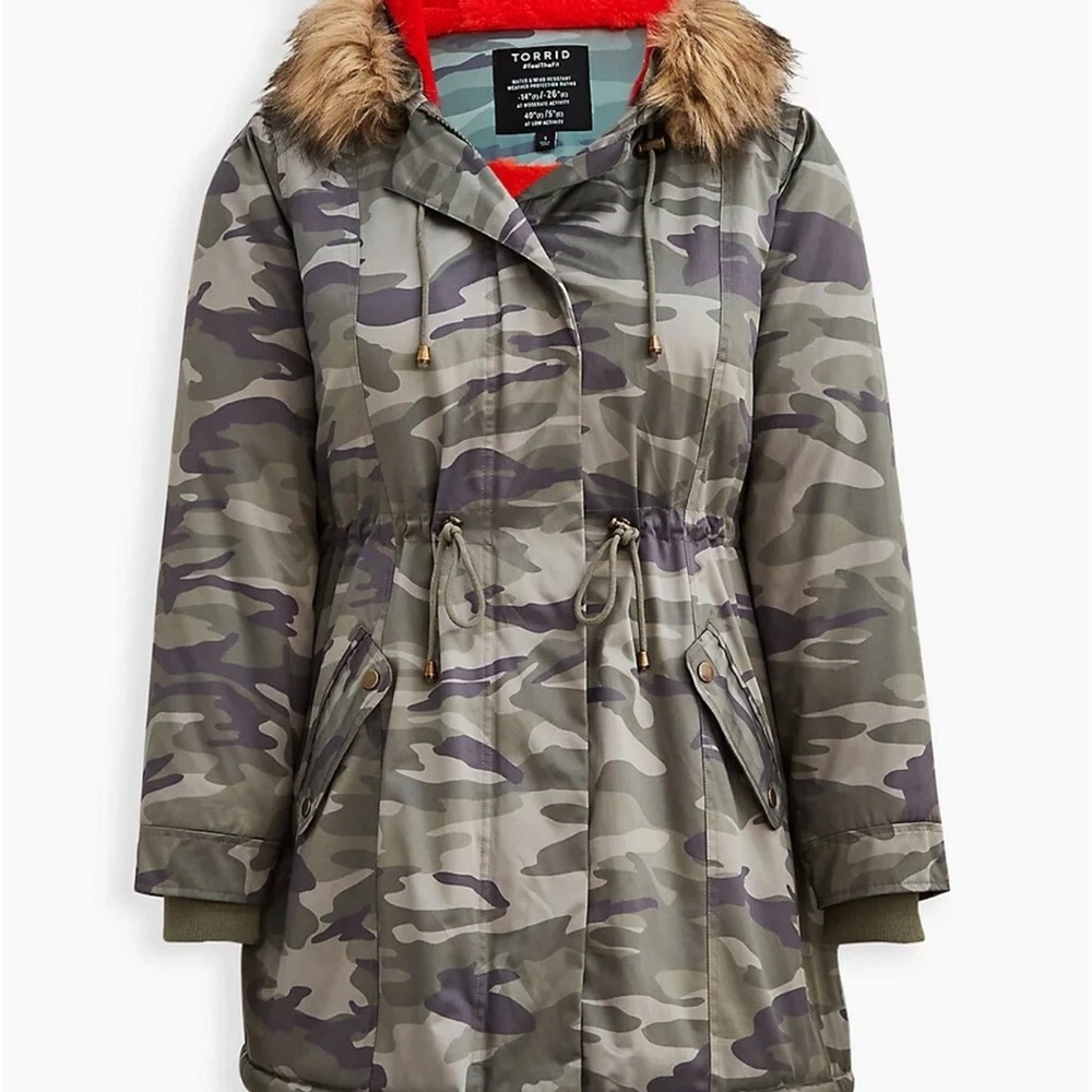 Torrid Camouflage Utility Jacket with Faux Fur Hood